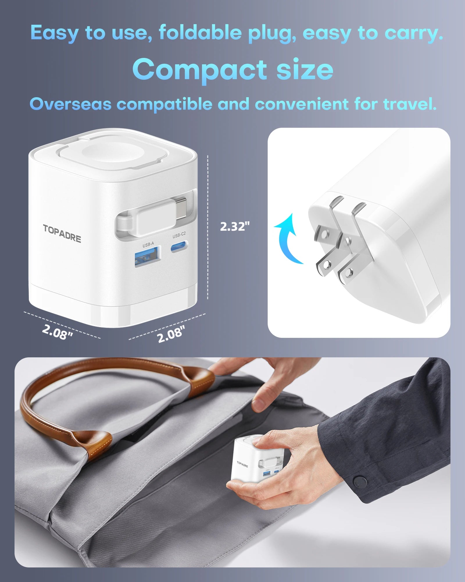 TOPADRE Retractable 65W For Apple Watch wireless Charger, Rapid Charging for Macbook,for iPhone, iPad smartphone, Foldable