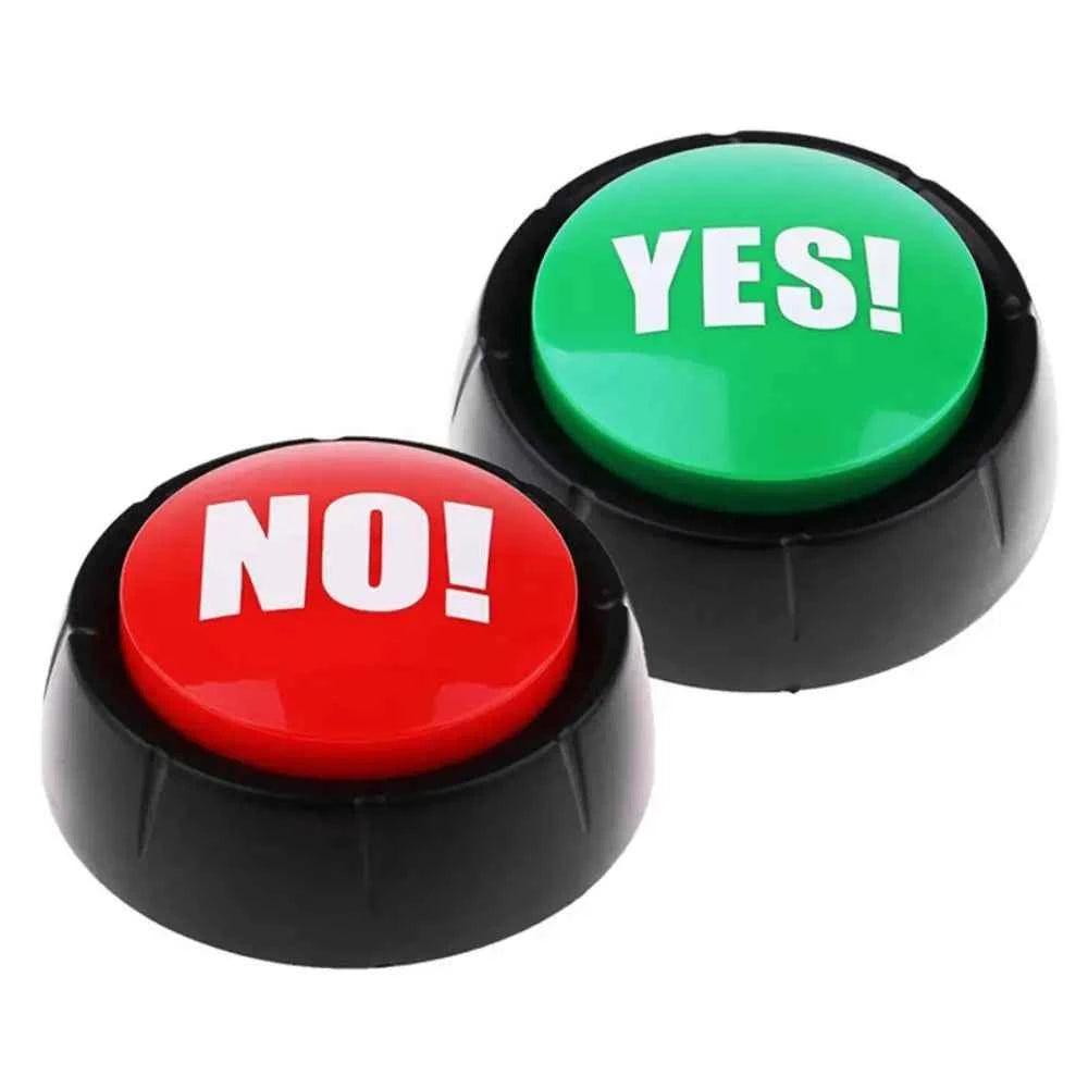 Funny Interactive Yes No Button Communication Game Show Maybe Sorry Button Multifunctional Sound Prop Answer Buzzers Gag Gifts