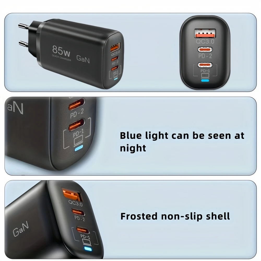 Real 85W GaN Type C Charger USB QC3.0 For Laptop Ipad PPS PD 65W Fast Charge For Samsung Xiaomi iPhone 6-16 Pro Max mobile Phone