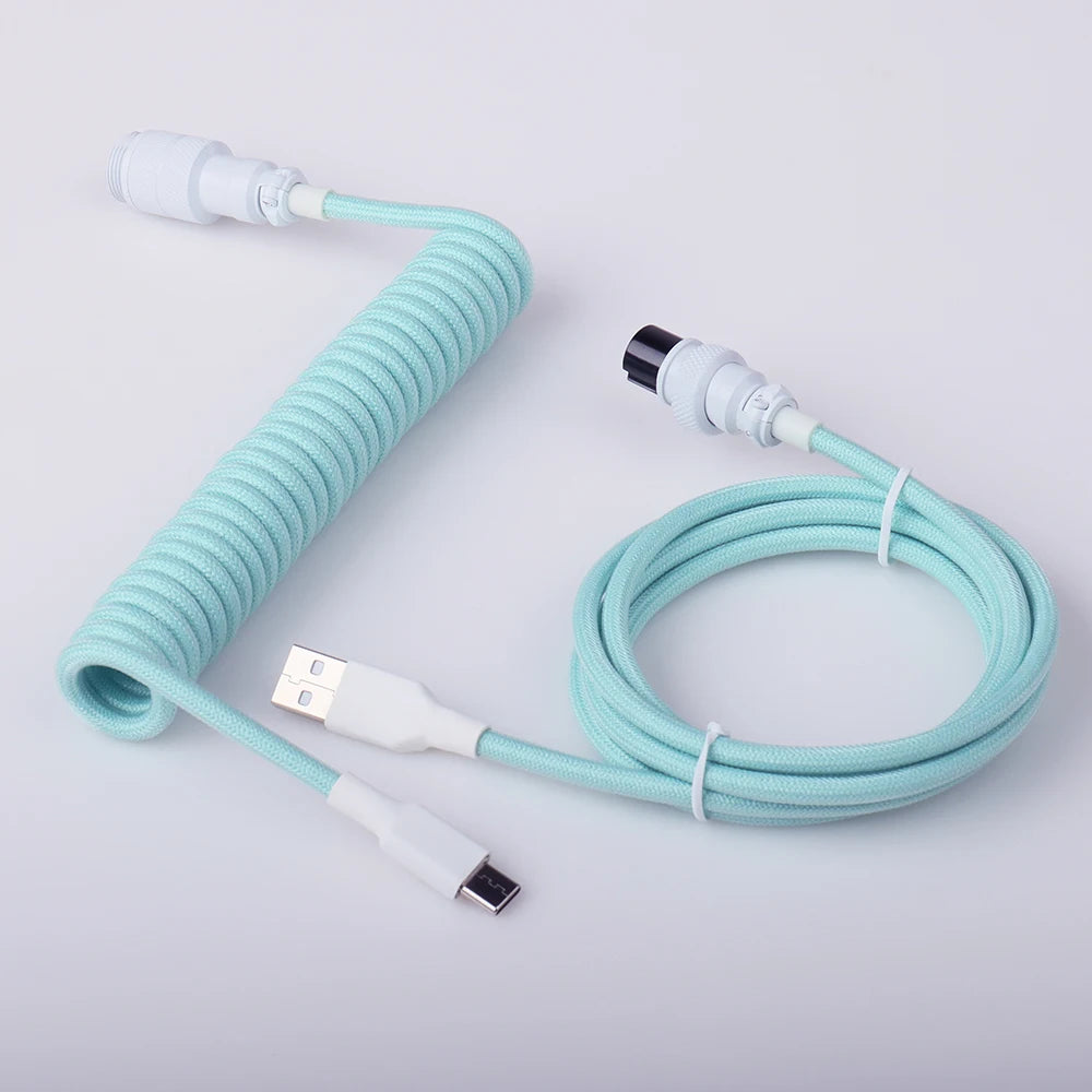 LANO Custom Paracord Coiled Mechanical Keyboard Type C Data Spring Cable GX16 Aviator Coil Spiral Usb C for Gaming Coiled Cable - WinSupport Tech