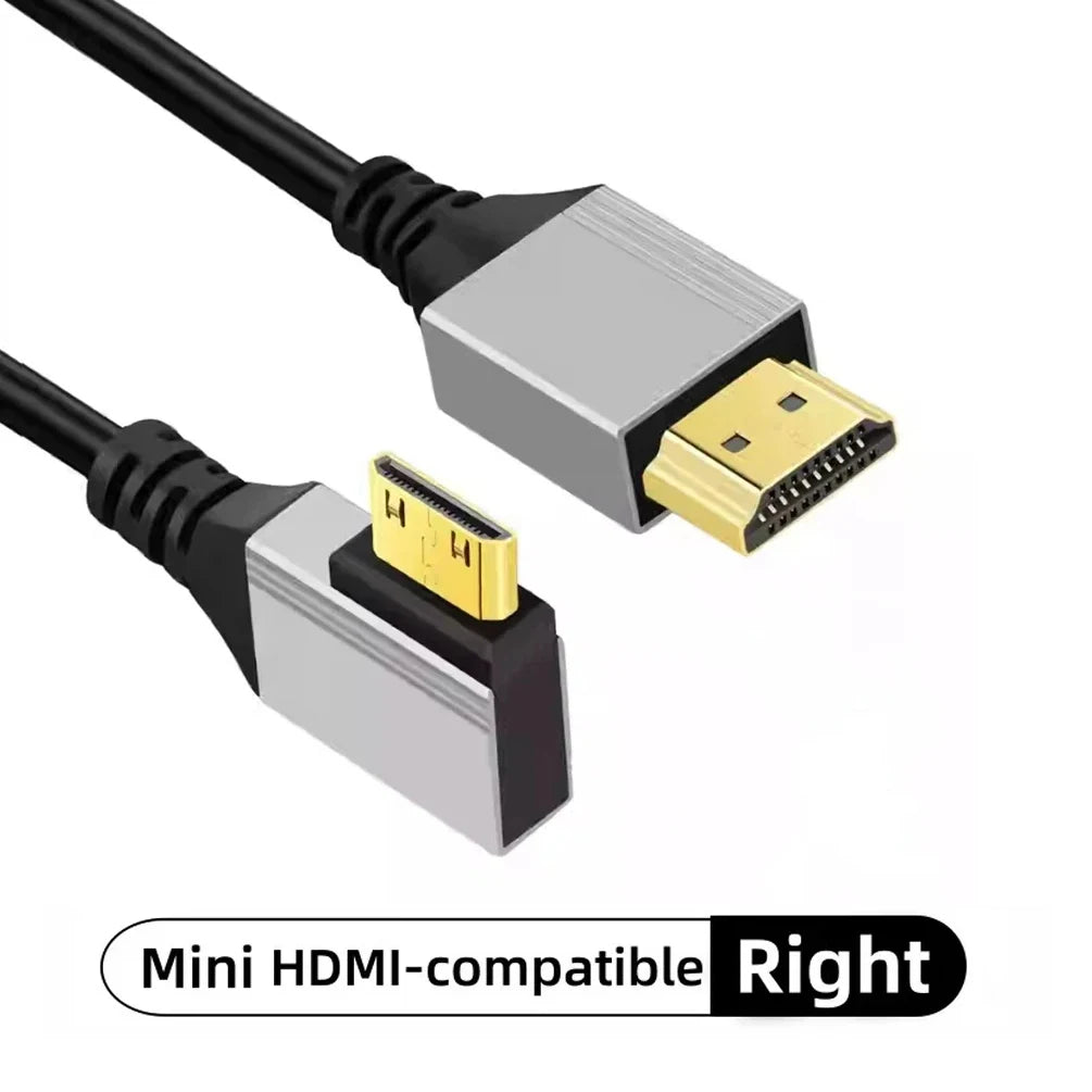8K 90 Degree Mini HDMI-compatible, Micro HDMI-compatible to HDMI-compatible Adapter Cable for Laptop Camera Camcorder Monitor