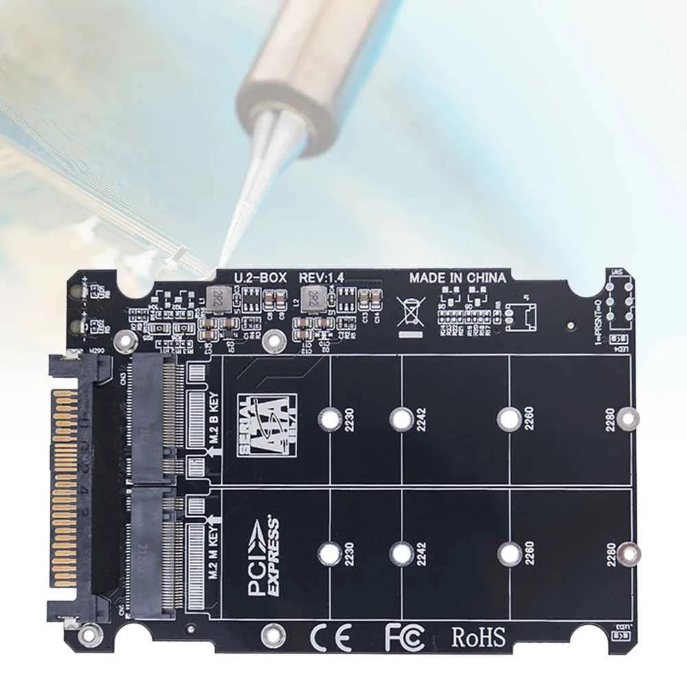 M.2 SSD To U.2 Adapter Card M.2 NVMe SATA-Bus NGFF SSD To PCI-e U.2 Adapter 32Gbps PC-E3.0X4 with Case for Desktop Computer