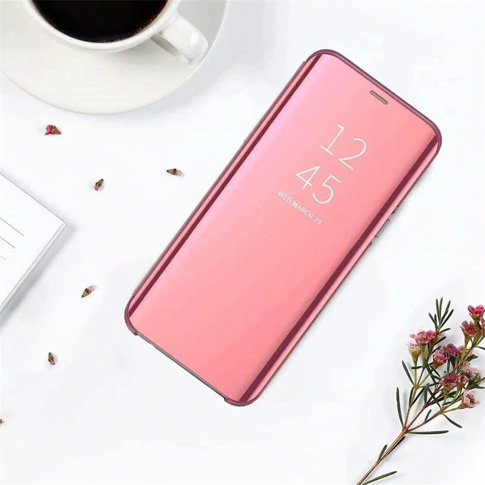 Luxury Smart Case For Samsung Galaxy S25 S24 S23 S22 S21 Ultra S20 S10 S9 Plus S23 FE 5G Mirror Leather Smart Flip Suppor Cover