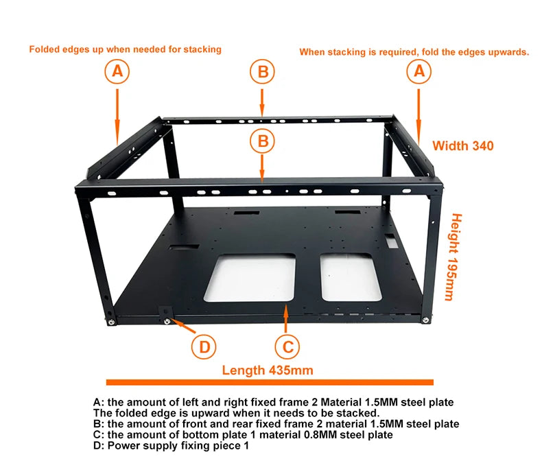 DIY Computer Motherboard Case Rack Aluminum Frame Chassis Cooling Rack Stand Open Chassis Support Bracket Good Heat Dissipation