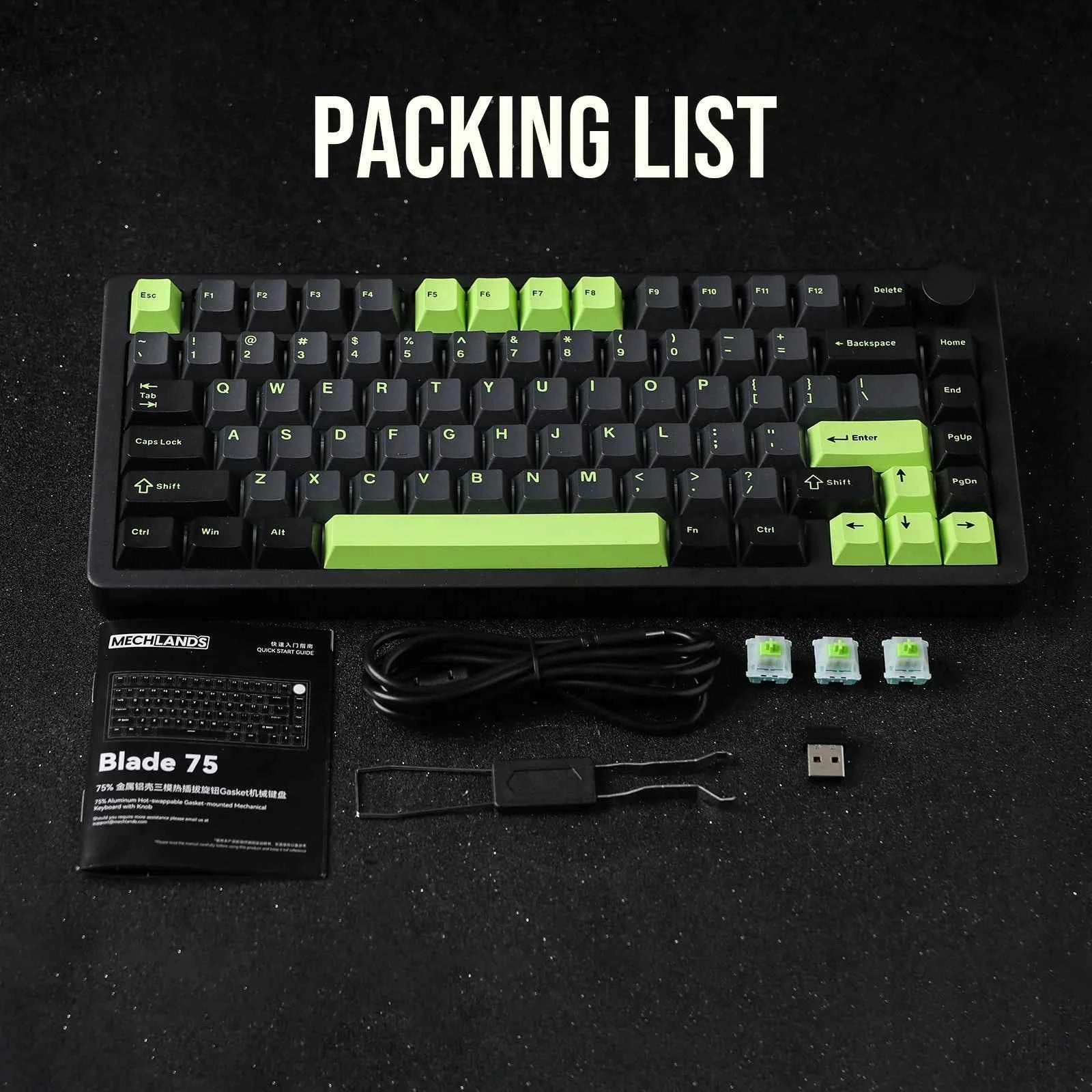 MechLands Blade75 Hot-Swap Gasket Wireless BT5.0/2.4GHz/USB-C Wired Aluminum Mechanical Gaming Keyboard for Win/Mac/Games/Office