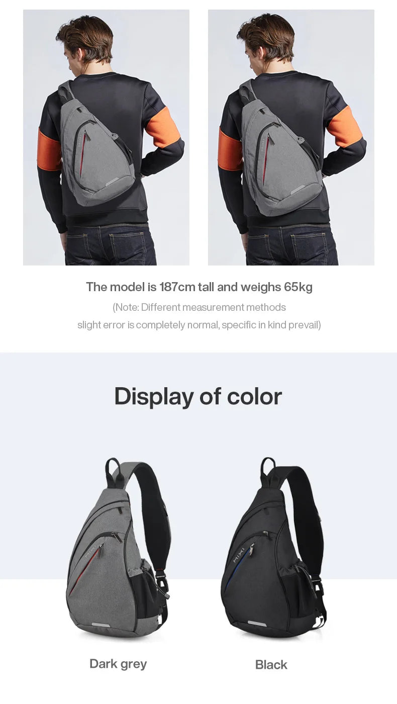 Mixi One Shoulder Backpack Crossbody Sling Bag – USB Charging Sports Travel Bag for Men & Women, Lightweight Cycling & School Backpack