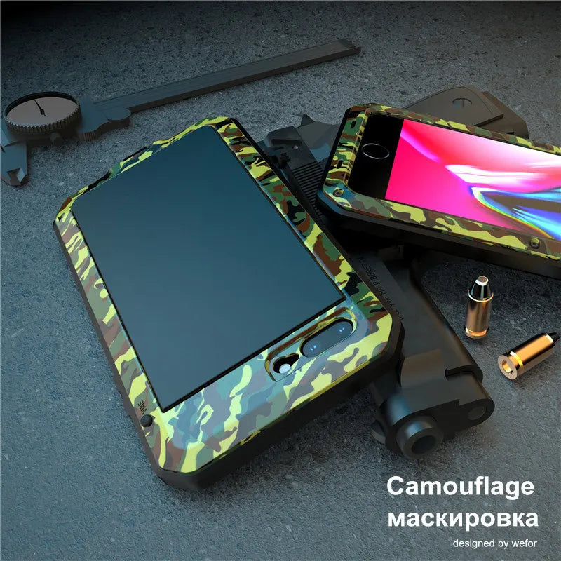Metal Aluminum Armor doom Shockproof Case for iPhone 14 13 11 12 Pro XS MAX mini SE XR X 6 6S 7 8 Plus Outdoor Military Cover
