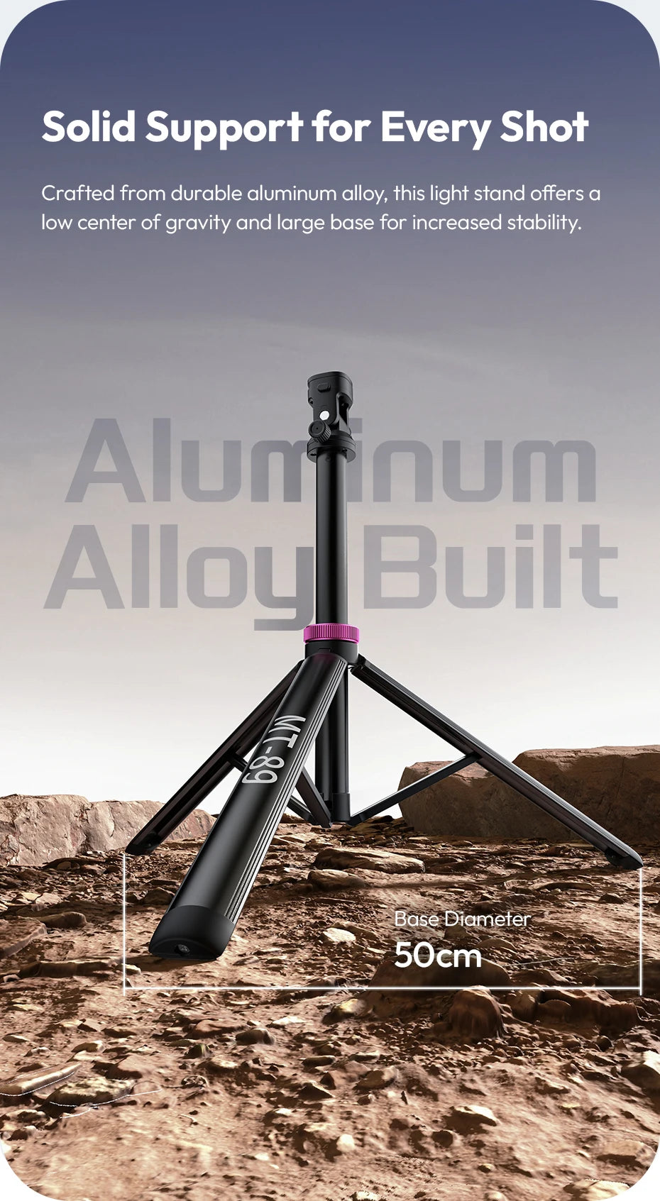 Ulanzi MT-89 2M Extendable Tripod Light Stand w 1/4'' Quick Release Plate Cold Shoe Mount for DSLR Camera Phone Video Light Mic