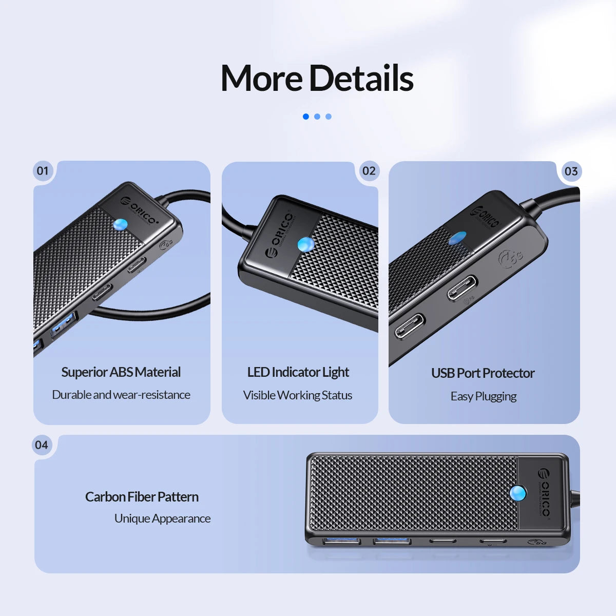 ORICO USB 3.0 HUB Adapter Port Extender PD100W Charging Port 5Gbps High-Speed Transmission hub