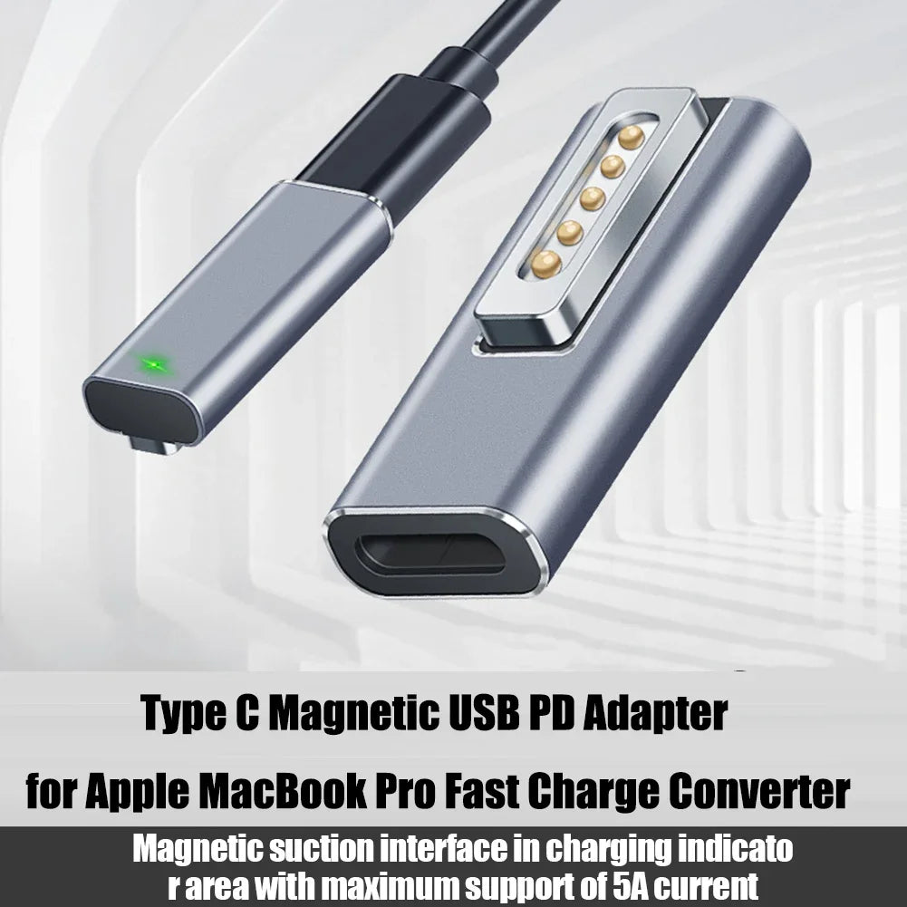 Type C Magnetic USB PD Adapter for Apple Magsafe 1 Magsafe 2 MacBook Pro USB C Female Fast Charging Magnet Plug Converter