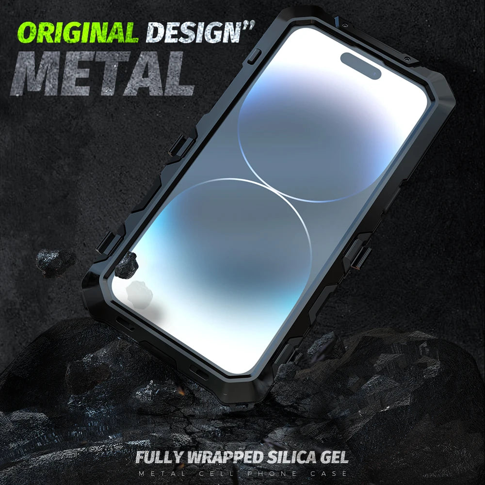 for iPhone 14 Pro Max Case Heavy Duty Protection Armor Metal Aluminum Phone Case for iPhone 14 Pro Max 14 Plus Shockproof Cover