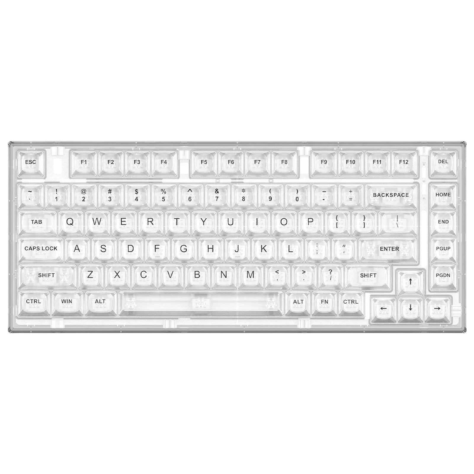 YUNZII X75 White 82 Keys Hot Swappable Wired Gasket Transparent Mechanical Keyboard