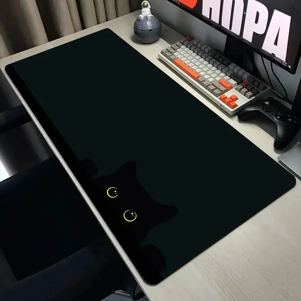 Funny black cat Mouse Pads Cute Cat Computer XXL Mausepad Company Desk Pad Large Kawaii Cushion Office Accessories Rug 300X600