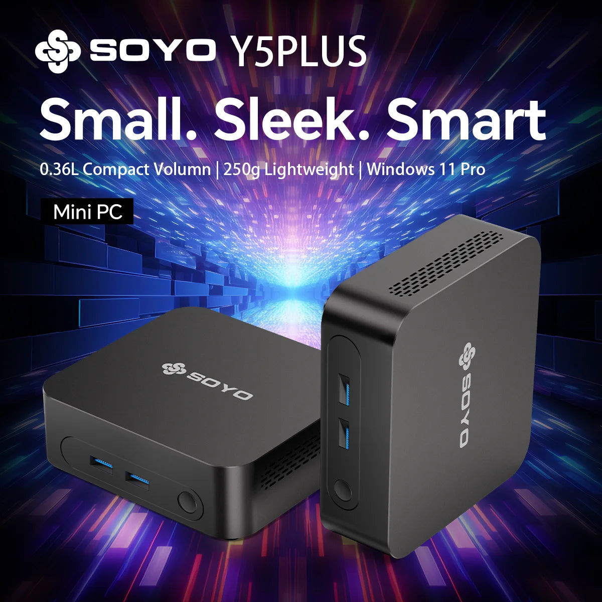 SOYO Mini PC Y5 PLUS Intel I7 4th Gen 8GB RAM 128GB Y5 Air I5 4th GenWindows 11 Pro WiFi BT4.2 Office Desktop Computer HDMI*2 RJ45*1 USB3.0*4 3.3GHZ 4K 60fps Graphics