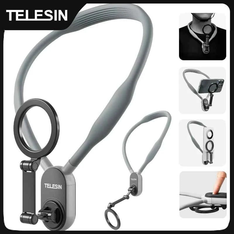 TELESIN Silicone Phone Magnetic Neck Mount Quick Release Hold for Iphone 17 16 15 14 13 SAMSUNG HUAWEI XIAOMI Phone Accessories