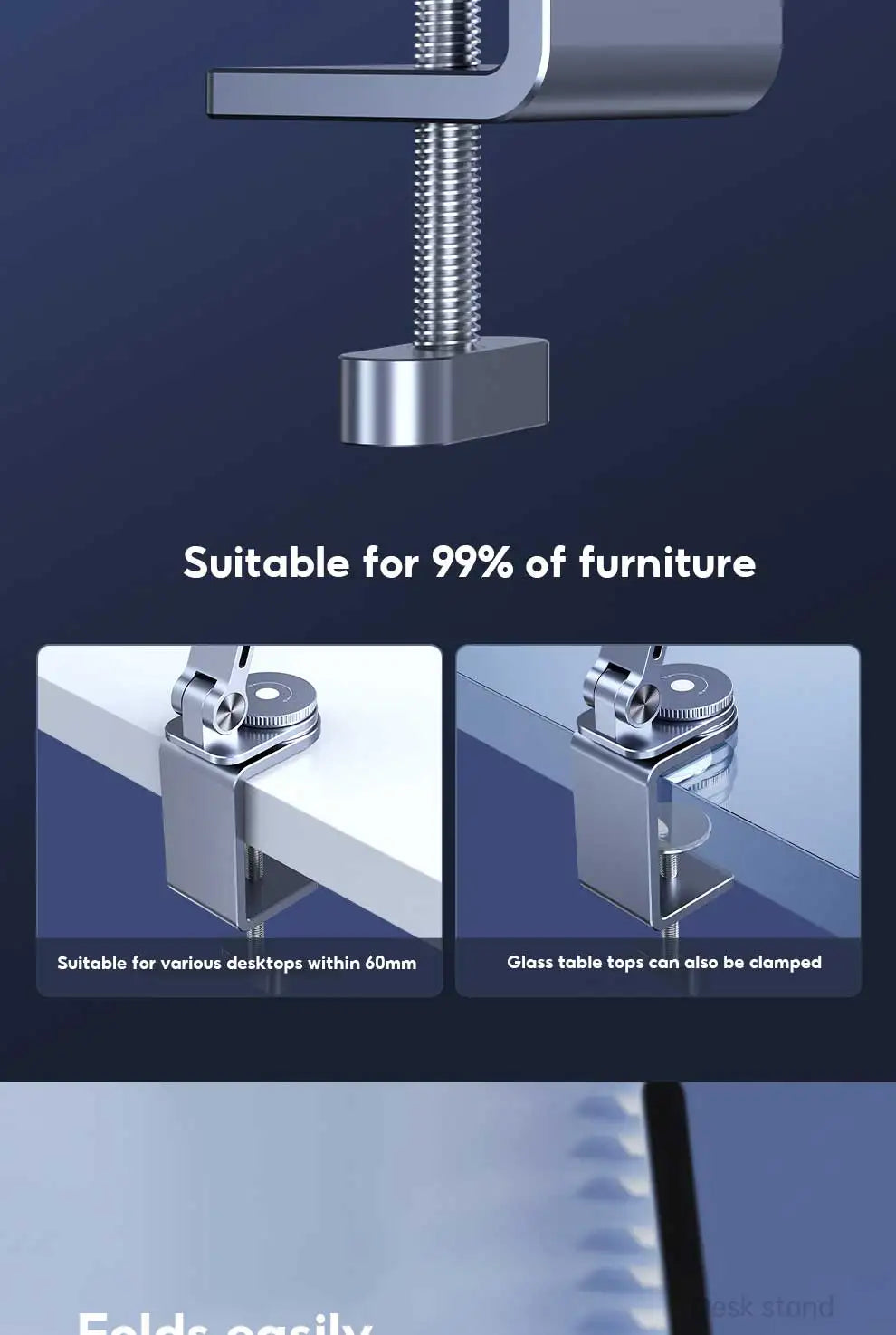 MoZhao Tablet Stand Desktop Support Stand Phone Holder 360° Rotating Folding Aluminum Alloy Office Fixing Magnetic Bracket