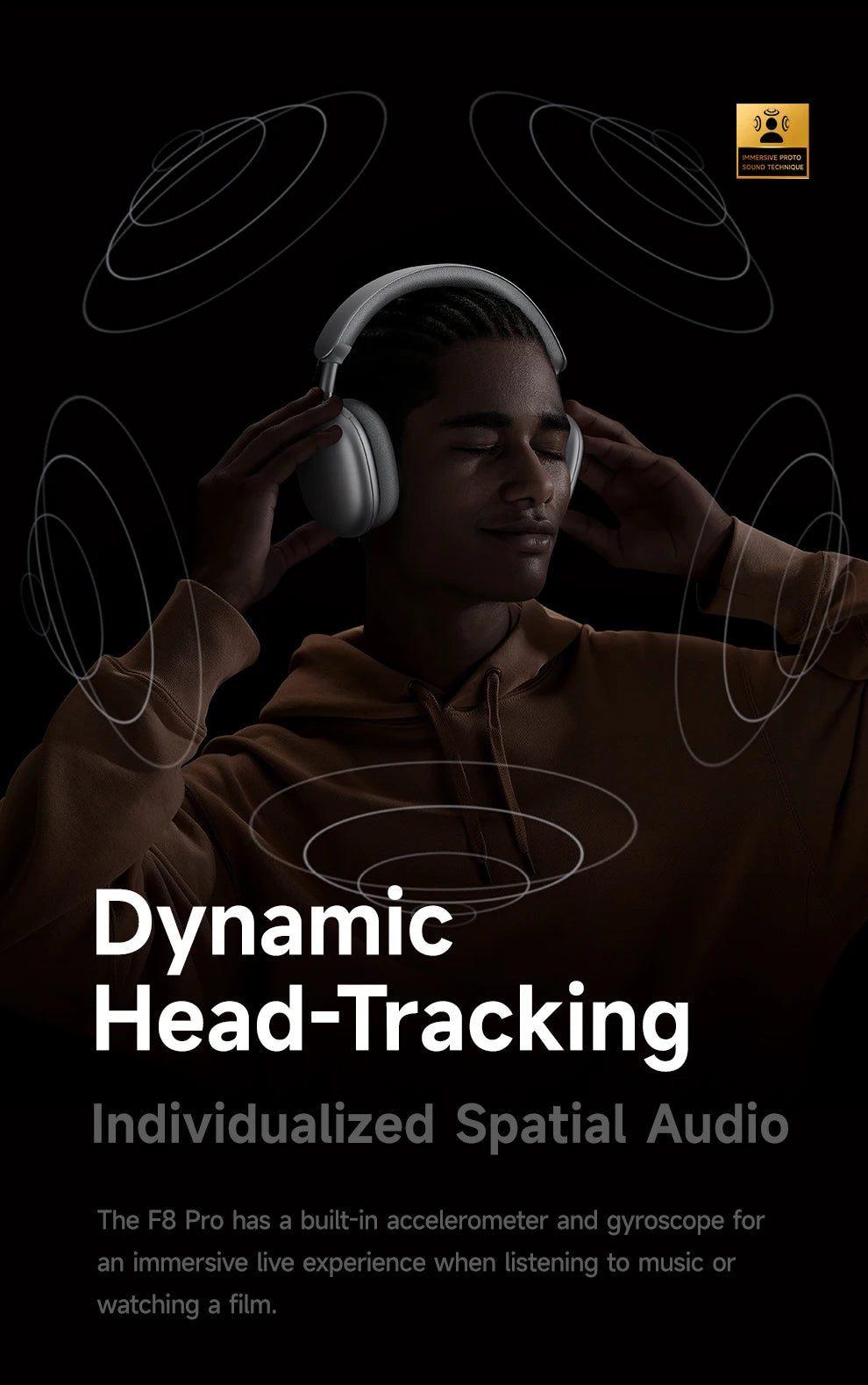 Picun F8 Pro -52dB Adaptive ANC Over Ear Headphone HIFI 3D Spatial Audio Wireless Earphone Bluetooth 6.0 140H Time Headset