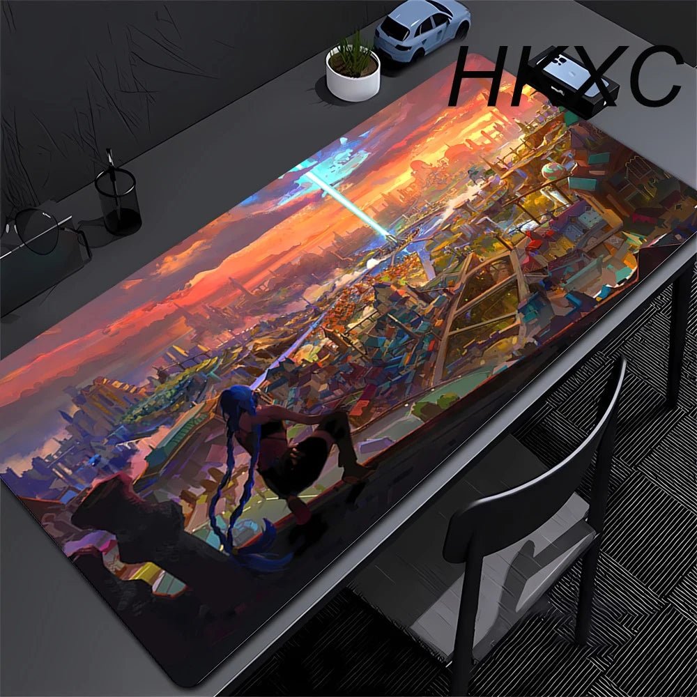Gamer Arcane Desk Mat Large Mousepad Gamer Accessories PC Computer Keyboard Deskmat ALeague of Legends Jinx Rubber Big Mouse Pad