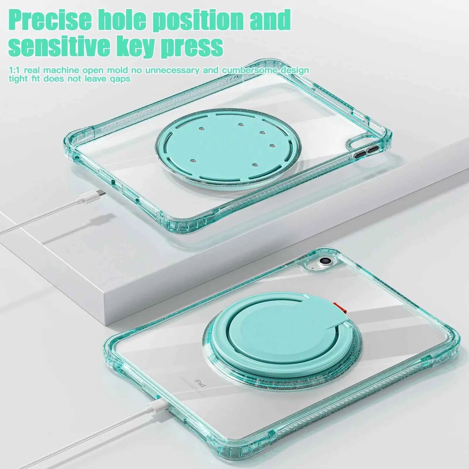 Handheld Case for iPad 10th Generation 10.9 Kids Cover iPad 2022 A2696 A2757/A2777 Swivel Stand Shockproof Protective Funda Capa