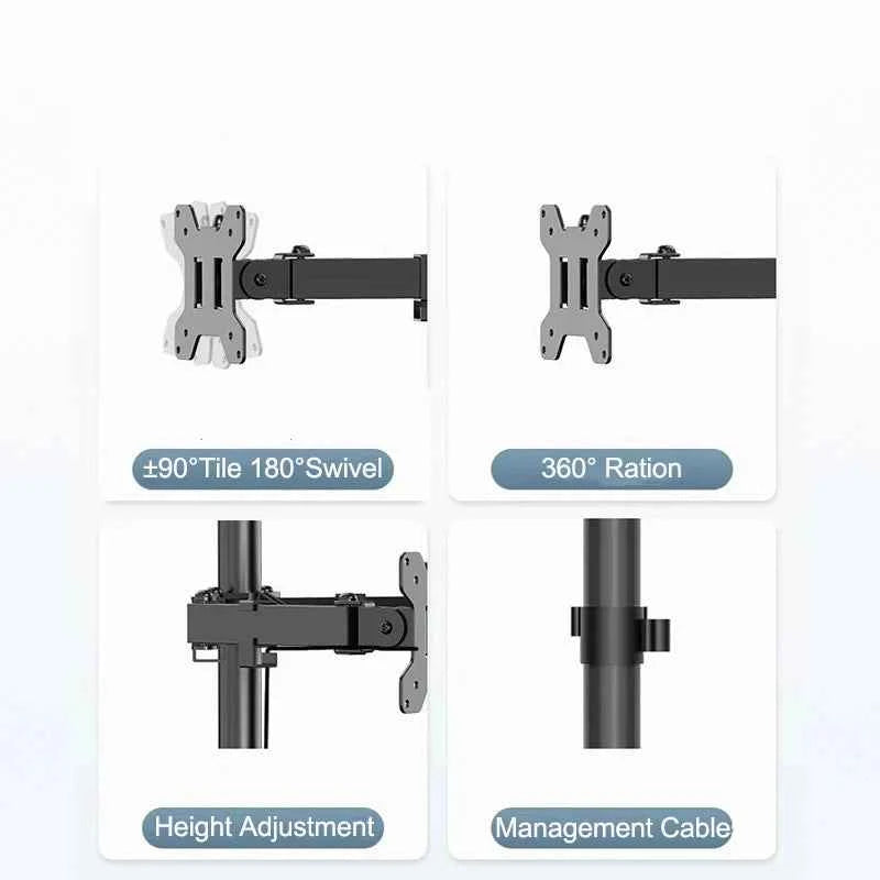 Triple Screen Computer Monitor Mount for 13-27 In Screen Multi-Monitor Mount with Tilt Swivel Multiple Monitor Stand VESA 75/100