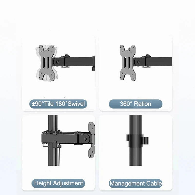 Triple Screen Computer Monitor Mount for 13-27 In Screen Multi-Monitor Mount with Tilt Swivel Multiple Monitor Stand VESA 75/100