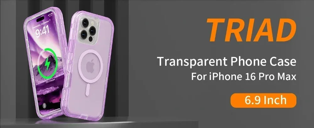 Rugged OTT Armor Magnetic Wireless Charging Clear Case for IPhone 17 Air 16 15 14 Plus 13 12 Pro Max Enhanced Shockproof Cover