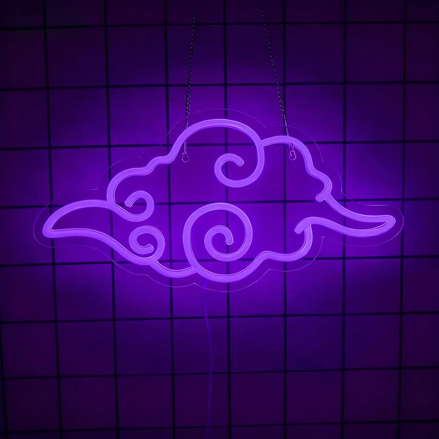 Anime Neon Sign,LED Cloud Neon Lights for Wall Decor,USB Night Light for Teen Boys Room,Bedroom,Game Room,Man Cave,Party Decor