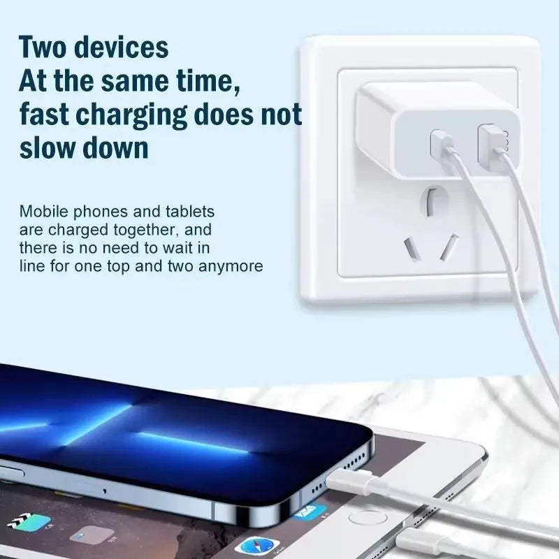 25W PD USB C Multi-Port Fast Charger For iPhone 11 12 13 Mini 14 Pro Max X XR XS Max 7 8 Plus Quick Charging PD Cable 1m 1.5m 2m