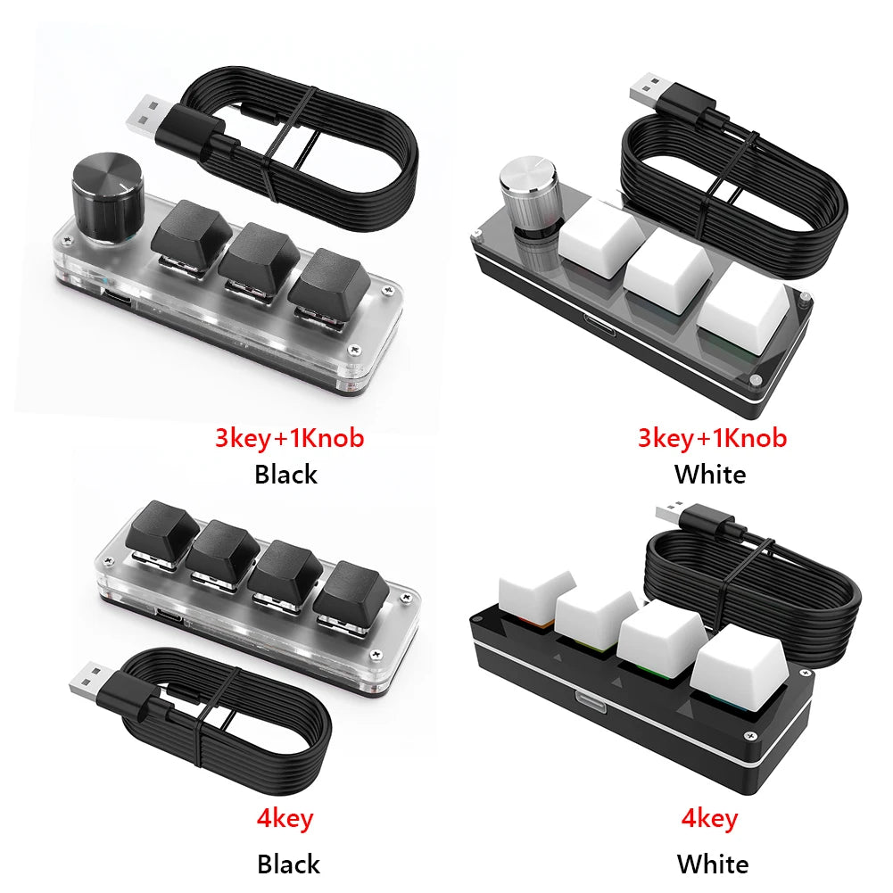 Programmable DIY Mechanical Keyboard Bluetooth/USB Wired RGB Custom Mini 3 Key 1 Knob Knob Macro Hotswap Keypa for Laptop