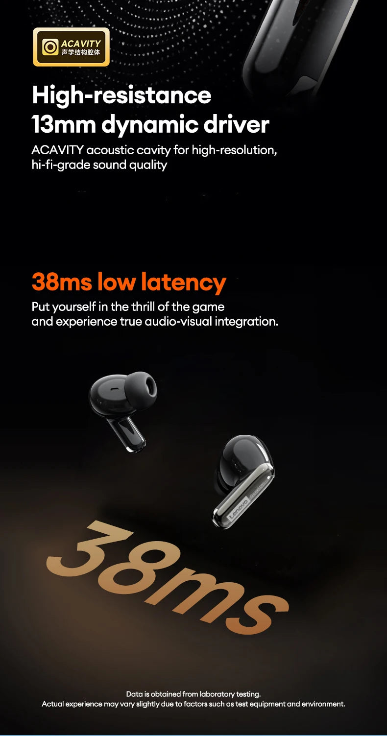 Lenovo LE208 Bluetooth V6.0 Earphones ENC Noise Cancelling Wireless Headphone Low Latency Gaming Music Earbuds HD Call With Mic