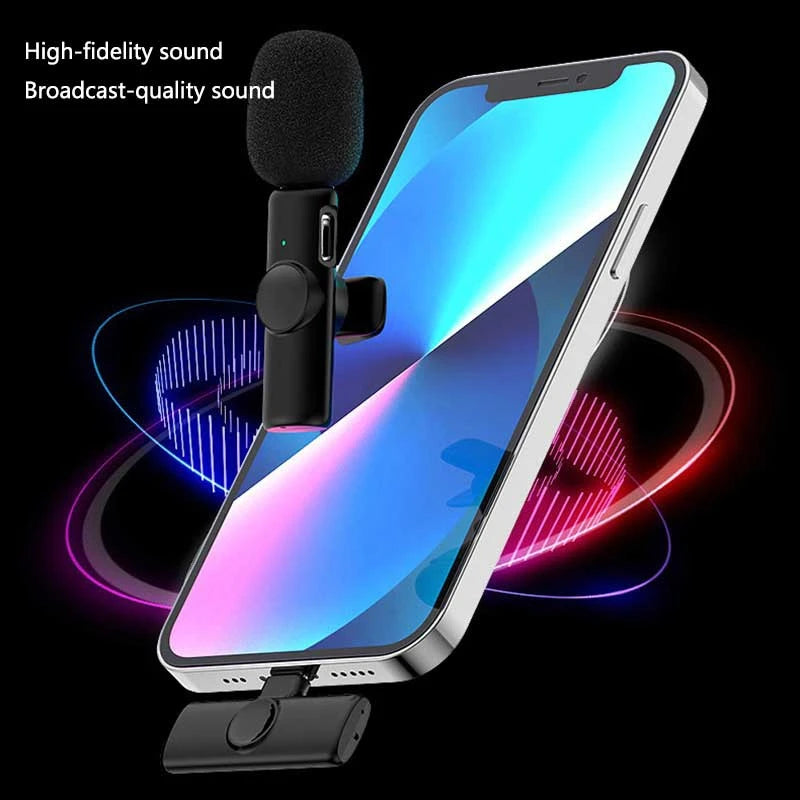 New Portable Wireless Lavalier Microphone Audio Video Recording Mini Microphone for iPhone Laptop Android Live Gaming Mic