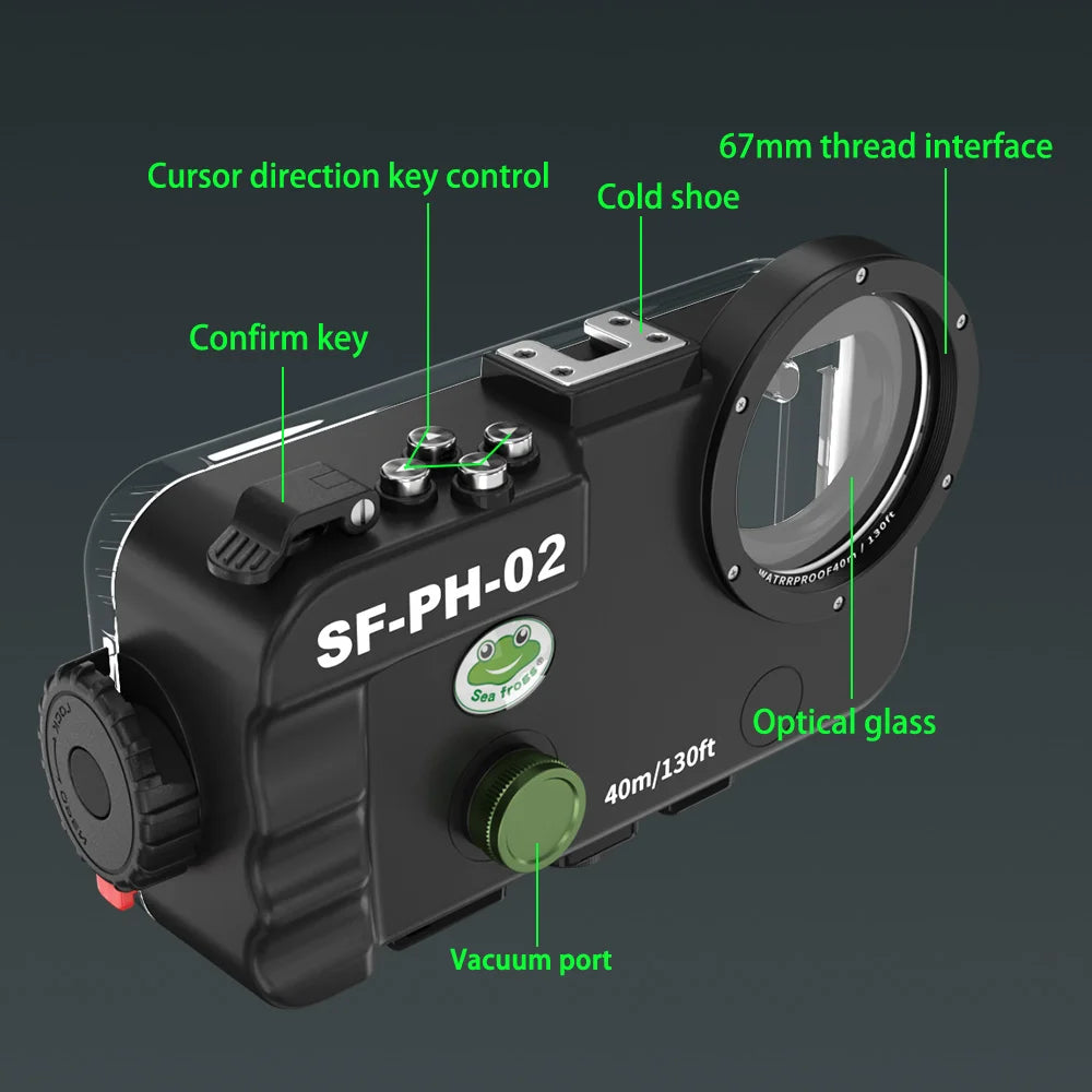 Bluetooth Control Waterproof Phone Case For iPhone 11/12 Mini&Pro&Pro max Underwater 40/130fit Professional Diving Phone Case