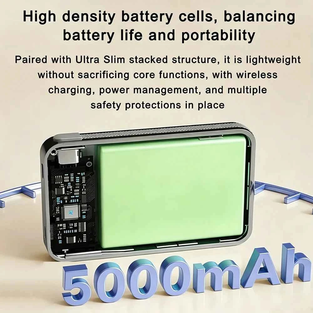 Mufod Qi2 Magnetic Power Bank 5000mah 15W Wireless Charging 20W Portable Wired Charge PD 22.5W Type C Cable Bidirectional Fast Charging Powerbank For Iphone 17 16 15 Pro Max Magsafe Xiaomi Samsung Magsafe Oneplus Mobile Batte