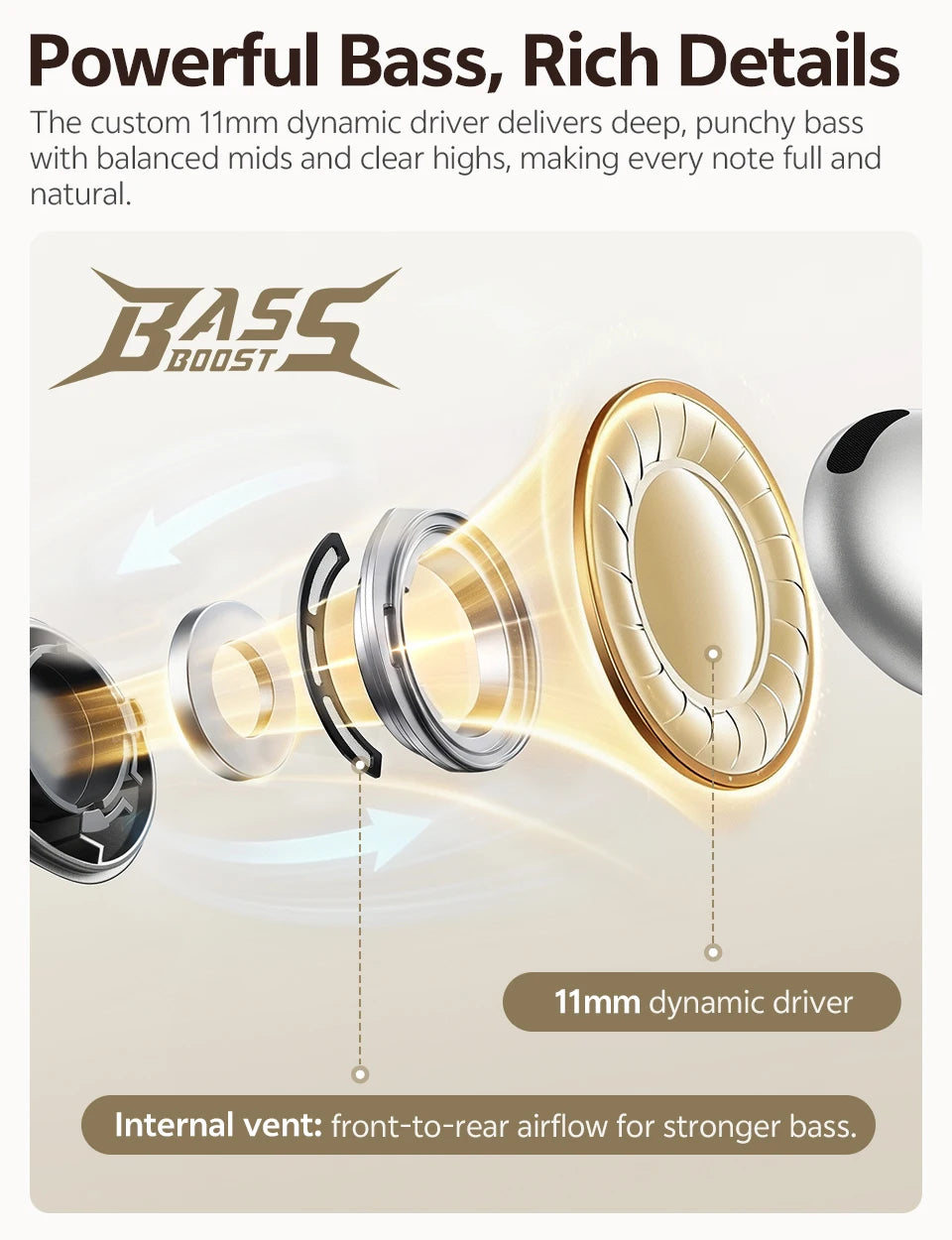 QCY AilyBuds E50 HT11 Wireless Earphones Hi-Res Adaptive Hybrid ANC Headphone Bluetooth 6.0 Spatial Sound Earbuds 11mm Drivers