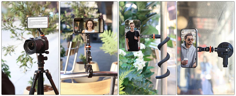 VRIG Magnetic Cold Shoe Mount Phone Holder W 1/4 Phone Tripod Mount for MagSafe iPhone 16 15 14 Samsung Camera Mic Light Monitor