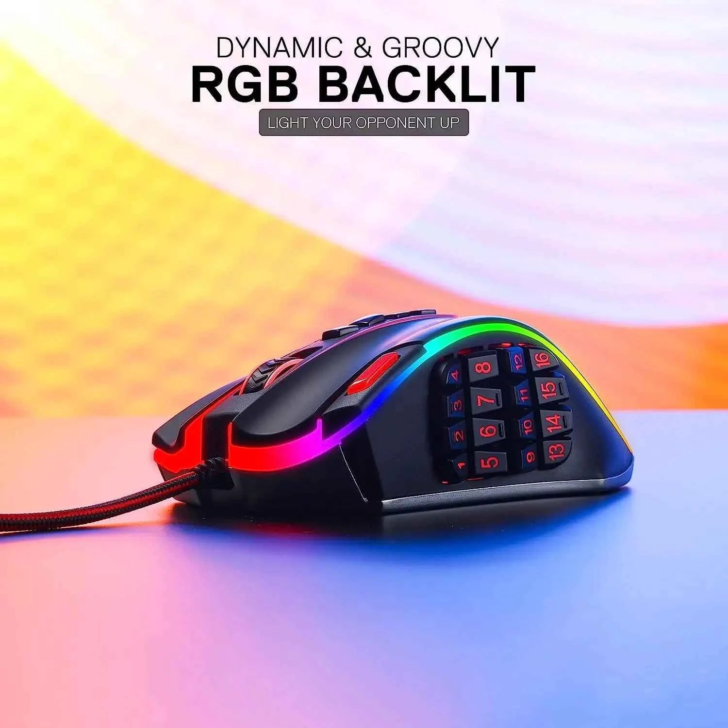 Redragon M990 MMO Gaming Mouse, 32000 DPI High Precision Wired RGB Gamer Mouse w/23 Programmable Buttons, 16 Side Macro Keys