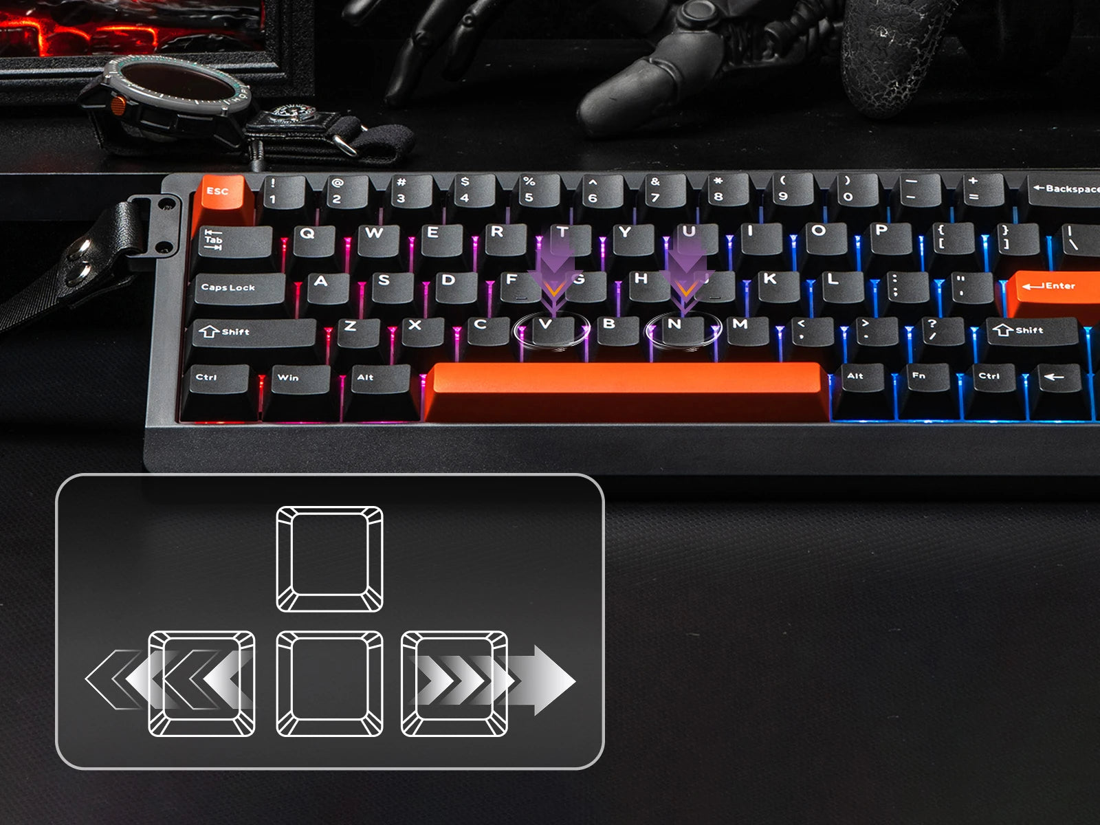 EPOMAKER HE68 Lite 65% Layout Tray-Mounted Wired Hall Effect NKRO Magnetic Keyboard DKS SOCD 8kHZ Polling Adjustable Actuation