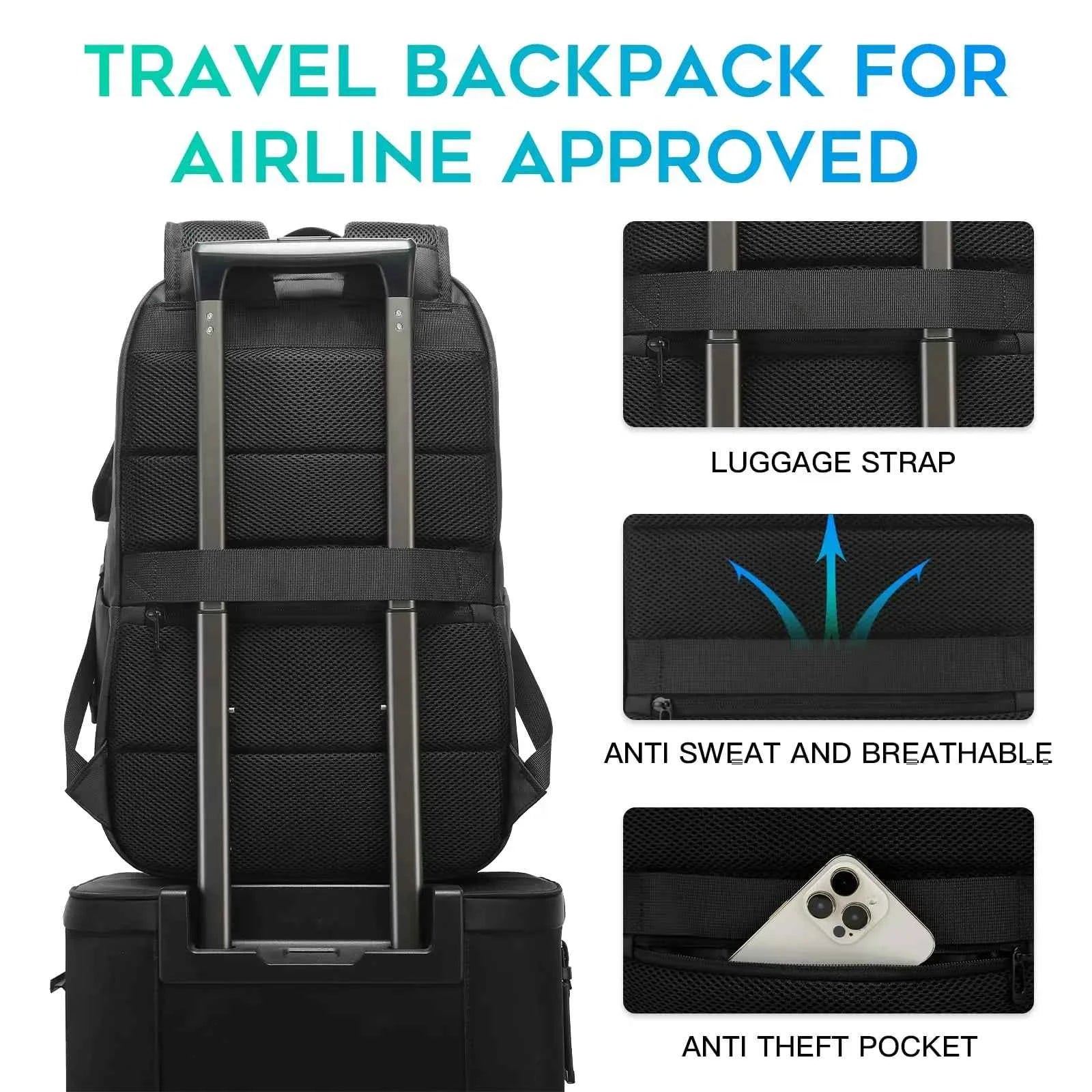 BANGE Simple Design Large Capacity Laptop Backpack Water Resistant Computer Backpack Fits 16 Inch Laptop Back Pack Bag for Male