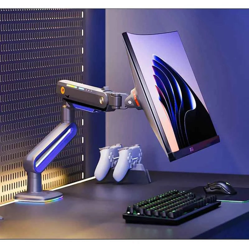 NB G70 F6 E6 Gaming Monitor Arm 32-60 Inch Curved Arc Screen Desktop Ultra Wide Monitor Holder Mount with RGB Light 2-20kgs
