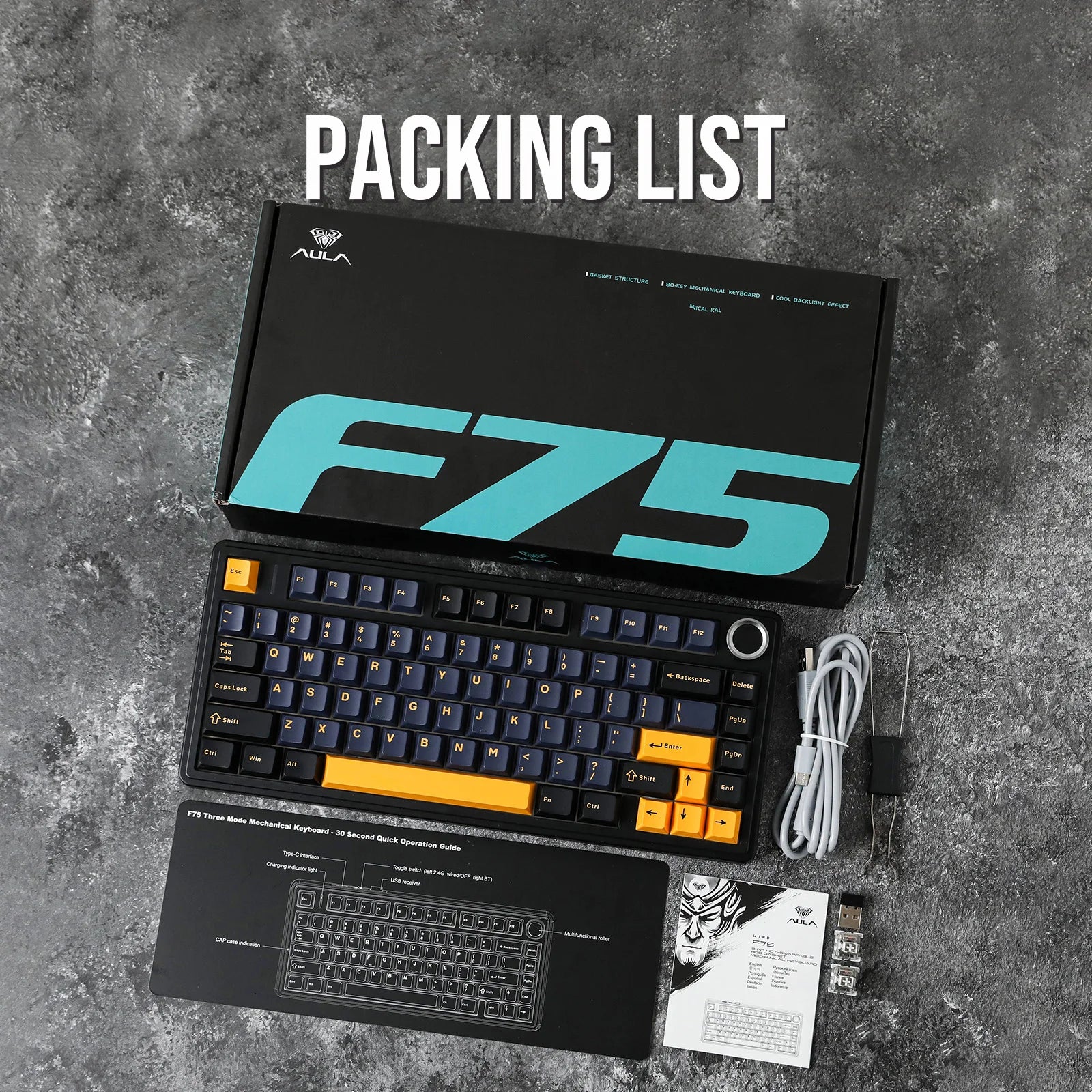 EPOMAKER x AULA F75 75% ANSI Layout Hot-Swap Wired/Bluetooth/2.4GHz Wireless Mechanical Keyboard With Multimedia Control Knob