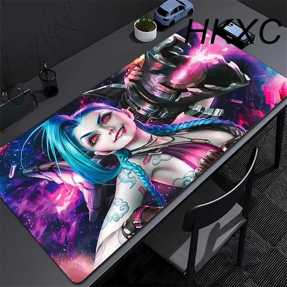 Gamer Arcane Desk Mat Large Mousepad Gamer Accessories PC Computer Keyboard Deskmat ALeague of Legends Jinx Rubber Big Mouse Pad