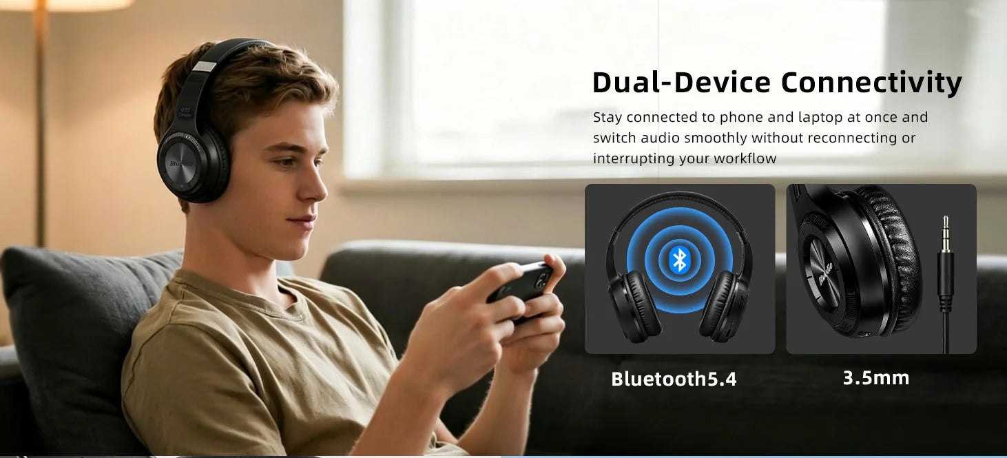 Bluedio HT Wireless Headphones Bluetooth 5.4 HIFI Sound Wired Headset 57mm Loudspeaker Built-in Microphone 650mAh Battery