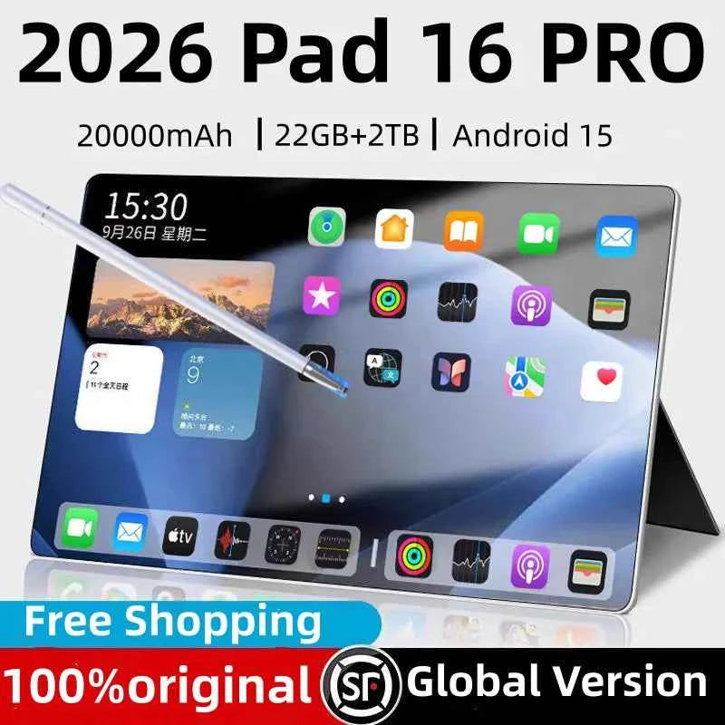 2026 New Original Pad 16 PRO Snapdragon 8Gen3 Android Tablet 16 11Inch Hd 24Gb+2Tb 20000 Mah 5g DualSim Bluetooth Wifi TabletsPc