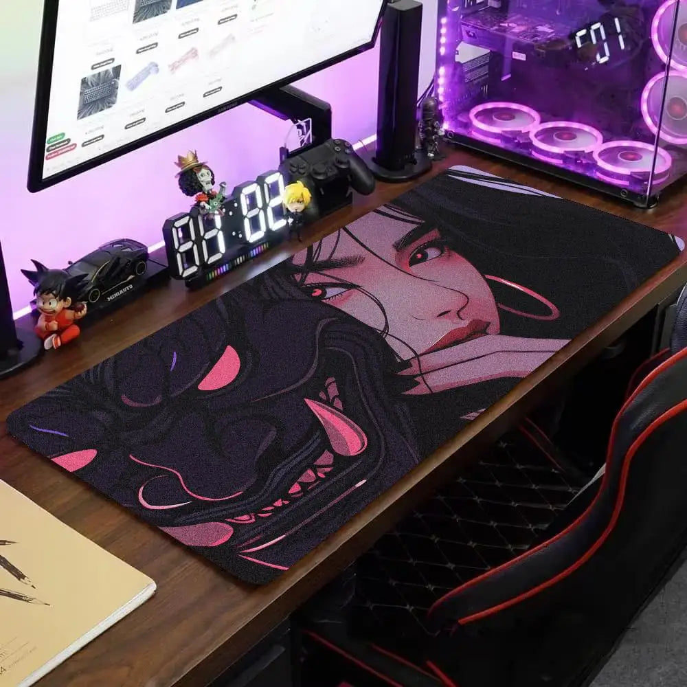 Mask anime girl Mouse Pad Large Computer Office Game Table Mats XXL Rubber Anti-slip Gaming Keyboard Mousepads Long Desk Pads