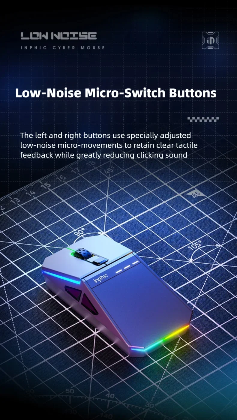 INPHIC YuanChuang-Cyber Three Mode Game Mouse 12800DPI RGB Light Effect Bluetooth Wireless Mouse