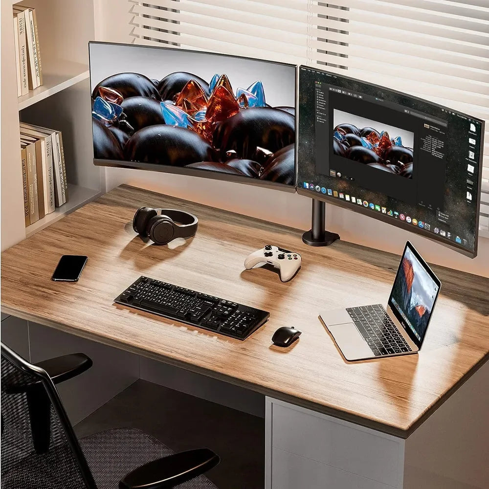 Dual Monitor Stand, Holds Screen up to 27inch, Universal Freestanding Monitor Stand Adjustable Height, Tilt, Swivel, Rotation - WinSupport Tech