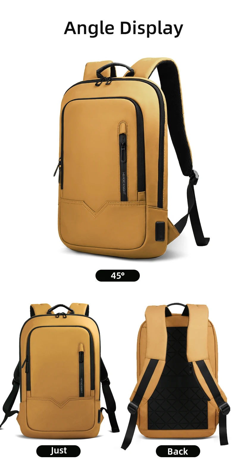 Heroic Knight Backpack Men Multifunction Business Waterproof Slim Laptop Backpack Fashion 15.6