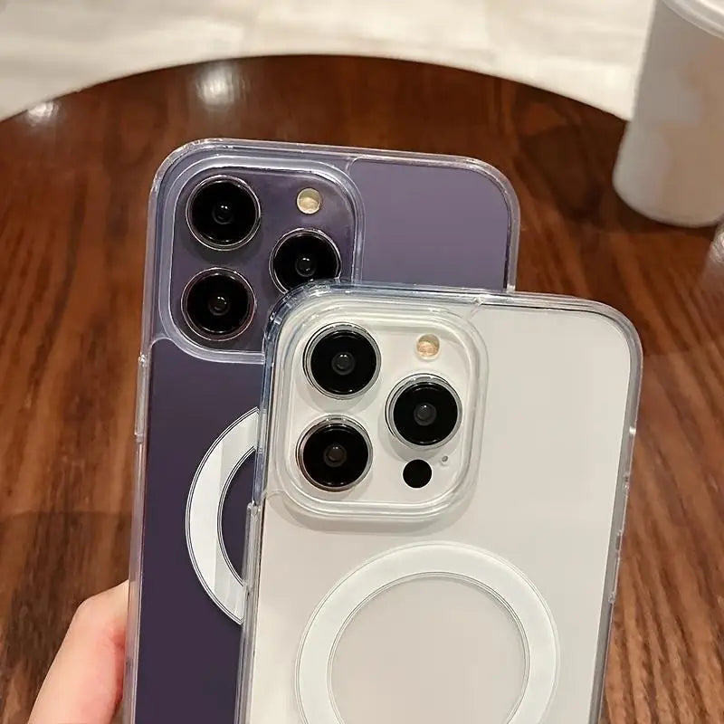 Transparent Magnetic Phone Case Supports Wireless Charging Classic and Stylish - for iPhone 17/16/15/14/13/12/11 Pro Max