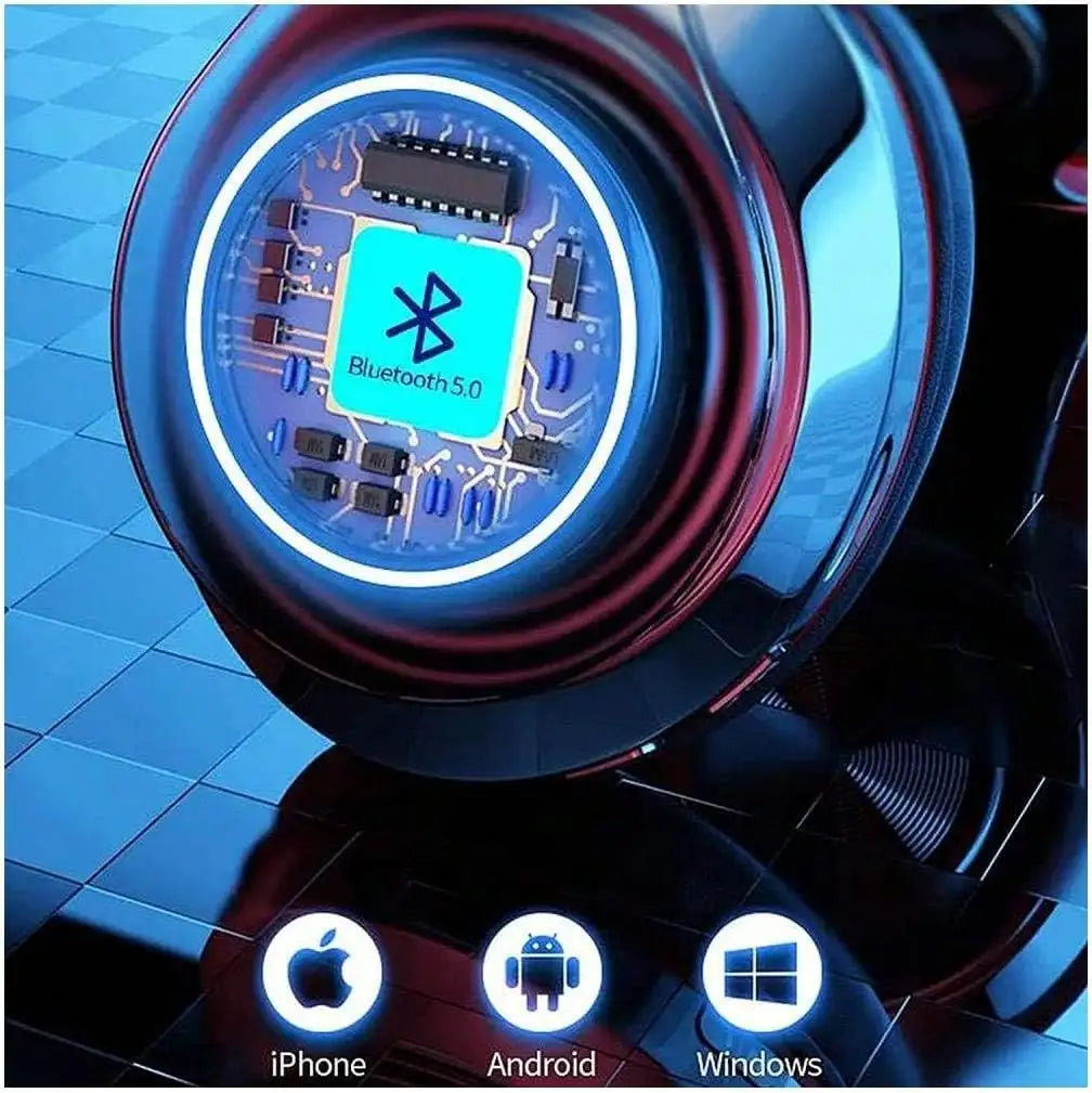 Bluetooth 5.3 Over-Ear Headphones, Active Noise Reduction, Subwoofer Bass, LED Light Design, Foldable Portable Wireless Headset for Gaming, Music, Sports, Phones & Computers