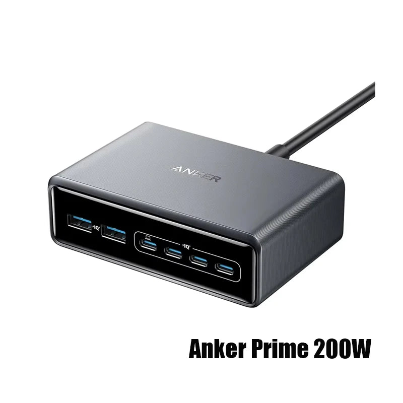 Anker Prime 250W 200W 100W GaN Prime USB C Charging Station Ultra-Fast 6-Port 2.26